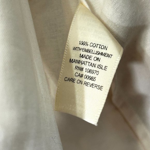 Zac Posen Cream Leaf Embroidered Spaghetti Strap Cotton Top Sz 4 - Picture 8 of 12